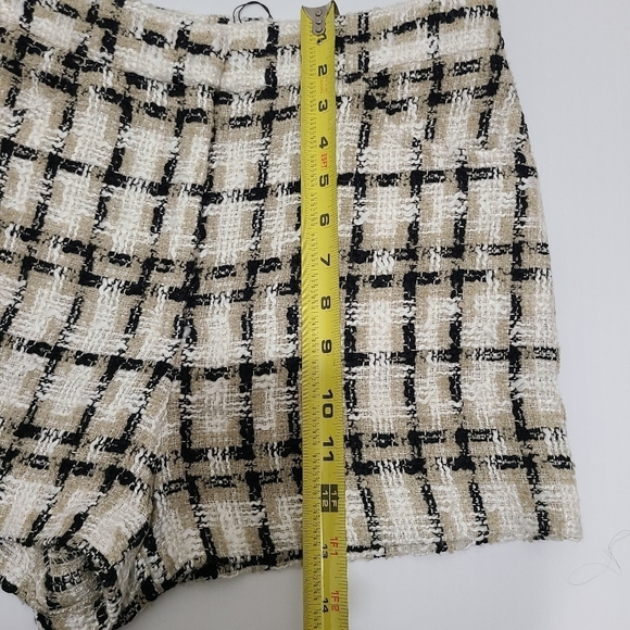 ZARA TEXTURED WEAVE PLAID SHORTS TAUPE BROWN | 2214/623 SIZE M - Picture 14 of 15
